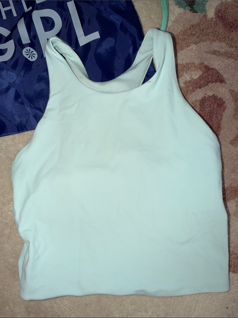 Athleta Girl Mint Racerback Crop Tank and Drawstring Backpack